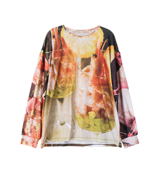 SHRIMP COCKTAIL OVERSIZED JERSEY TOP MULTI