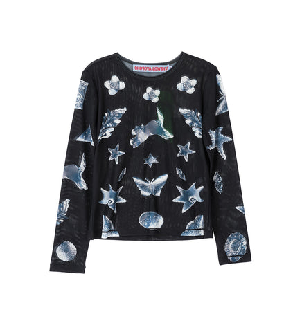 WORKSHOP MESH LONG SLEEVE TOP BLACK