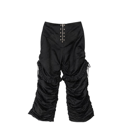 ROLL RUFFLE TROUSERS BLACK