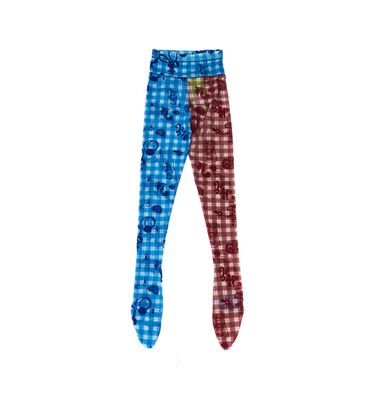 PLAID FLOCKED MESH LEGGINGS MULTI