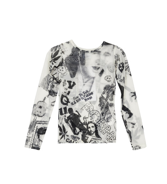 HOLLYWOOD LOWBROW TOP WHITE PRINT