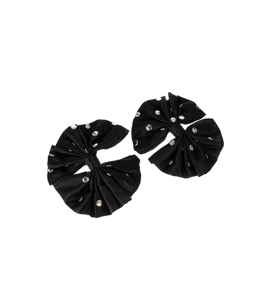 BANDIT HAIR BOWS HAIR CLIPS BLACK SATIN