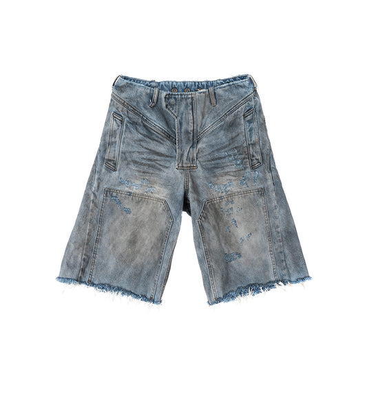 DISTRESSED DENIM SHORTS BLUE