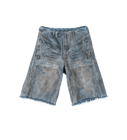 DISTRESSED DENIM SHORTS BLUE