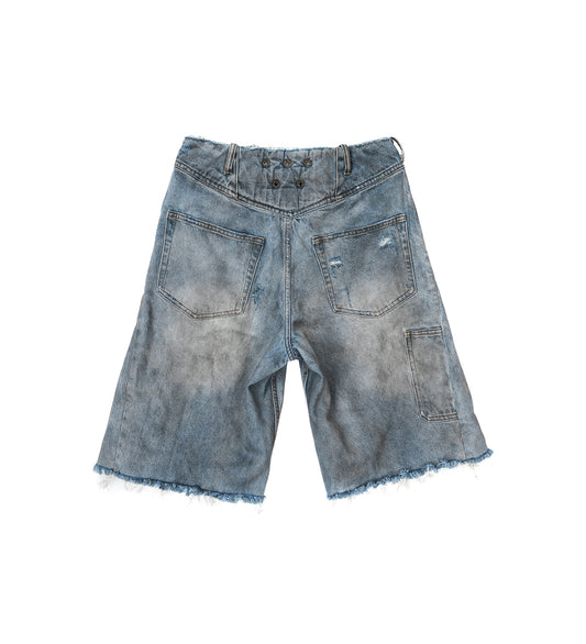 DISTRESSED DENIM SHORTS BLUE
