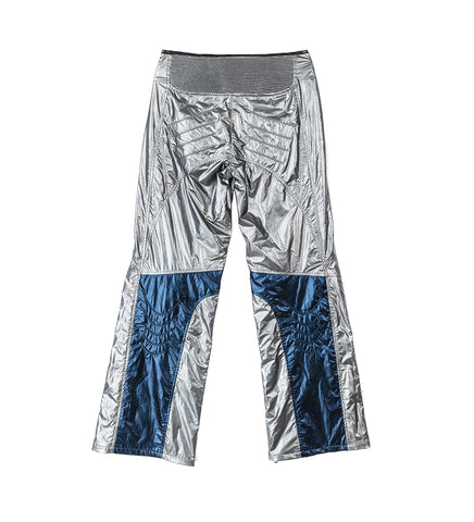 SCI-FI BIKER LEATHER TROUSERS SILVER/BLUE