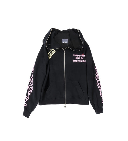 HAPPY KITTEN BUTTERFLY HOODIE BLACK