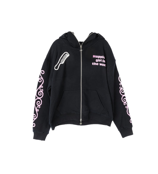 HAPPY MANGA BUTTERFLY HOODIE BLACK