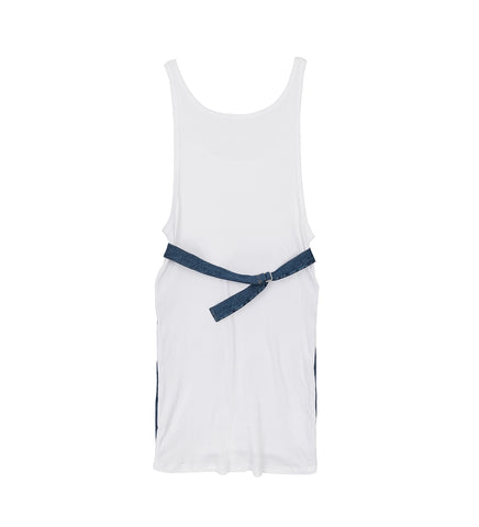 TANK LEG DRESS DENIMBLUE/WHITE