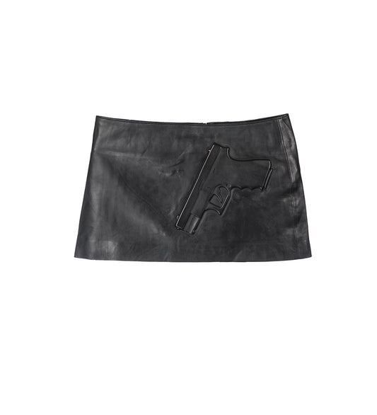 EMBOSSED PROTECTION MINI SKIRT BLACK