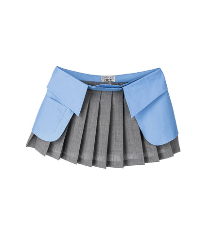 COLLAR MINI SKORT BLUE/GREY