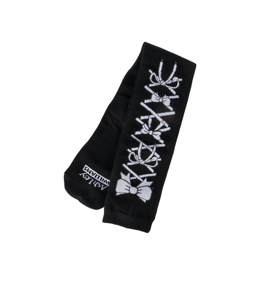 LACE UP KNEE SOCKS BLACK