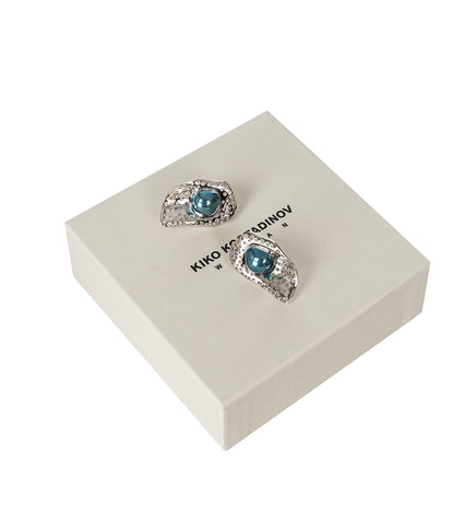 ALIS DISH EARRINGS SILVER/METALLIC BLUE