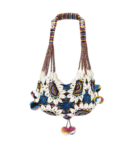 CROCHET FLOWER BAG CEMENT/RAINBOW