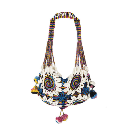 CROCHET FLOWER BAG CEMENT/RAINBOW