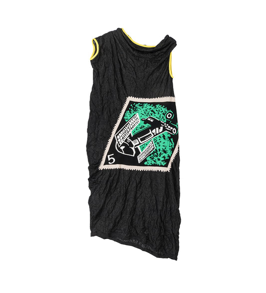 SATELLITE KNIT DRESS LAVA BLACK/GREEN INTARSIA