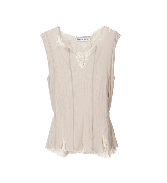 RAGGED VEST TAUPE NYLON MESH
