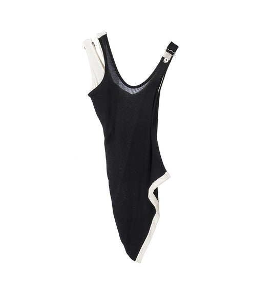 THE DRAPED DOUBLE LAYER TANK TOP BLACK/ECRU