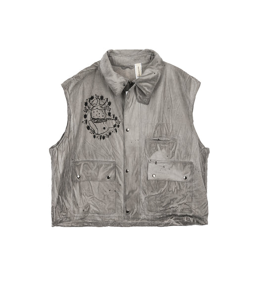 PRINTED VEST DIRTY CHARCOAL