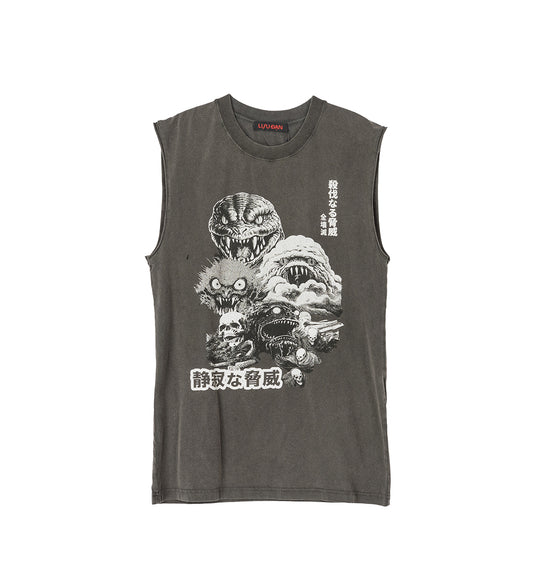 SLEEVELESS TEE WASHED BLACK / DEMON THREAT