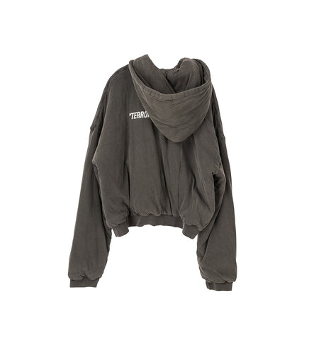 WADDED HOODIE WASHED BLACK / REAPER RAMPAGE