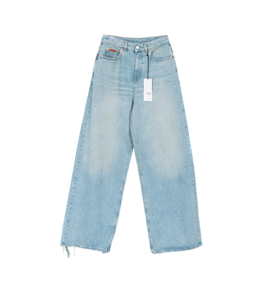 EXTENDED WIDE LEG JEAN BLEACHED WASH