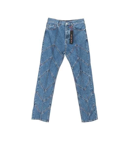 STRAIGHT FIT JEANS WASHED DARK BLUE