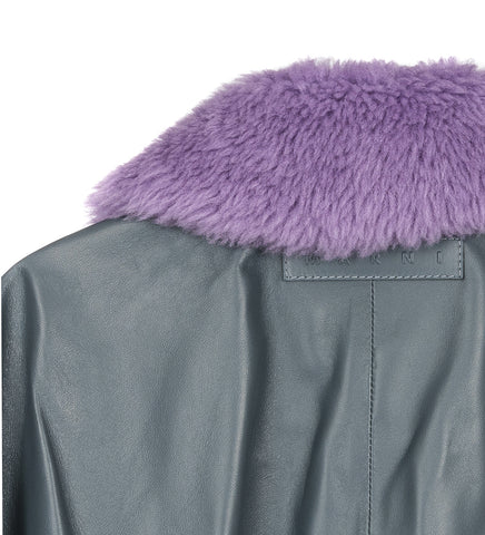 FUR COLLARED BOMBER JACKET TRUFFLE