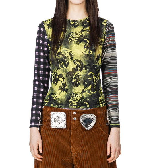 STRAIGHT MESH LONG SLEEVE TOP MULTI