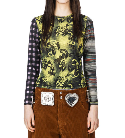 STRAIGHT MESH LONG SLEEVE TOP MULTI