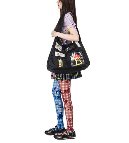 PLAID FLOCKED MESH LEGGINGS MULTI