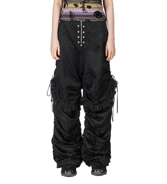 ROLL RUFFLE TROUSERS BLACK