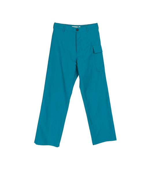 UTILITY POCKET WOOL TROUSERS TEAL