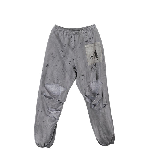MELTING SNOPPY POCKET DESTROYED SWEATPANTS DIRTY CHARCOAL