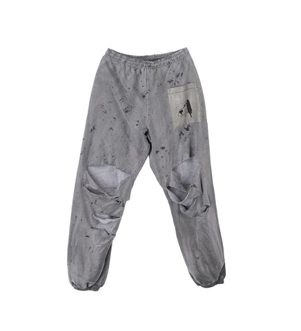 MELTING SNOPPY POCKET DESTROYED SWEATPANTS DIRTY CHARCOAL