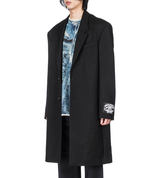 SINGLE BREASTED WOOL COAT BLACK