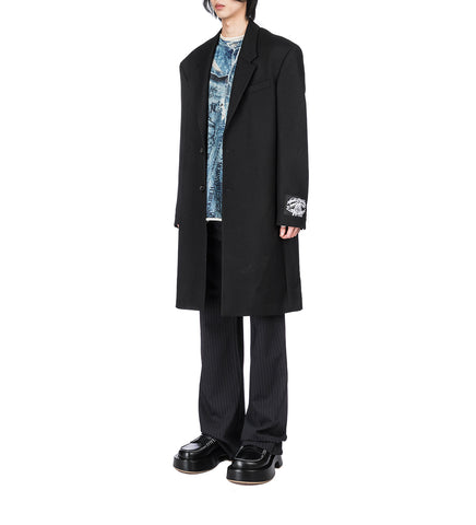 SINGLE BREASTED WOOL COAT BLACK