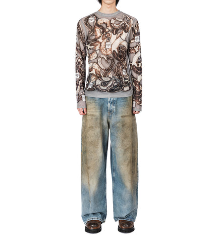 2023M FN BLACK PENICILLIN SUPPER BAGGY FIT JEANS MID BLUE