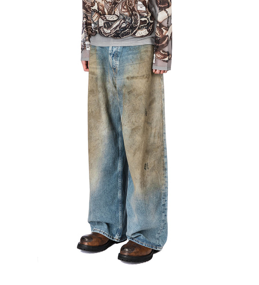 2023M FN BLACK PENICILLIN SUPPER BAGGY FIT JEANS MID BLUE
