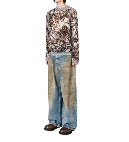 2023M FN BLACK PENICILLIN SUPPER BAGGY FIT JEANS MID BLUE