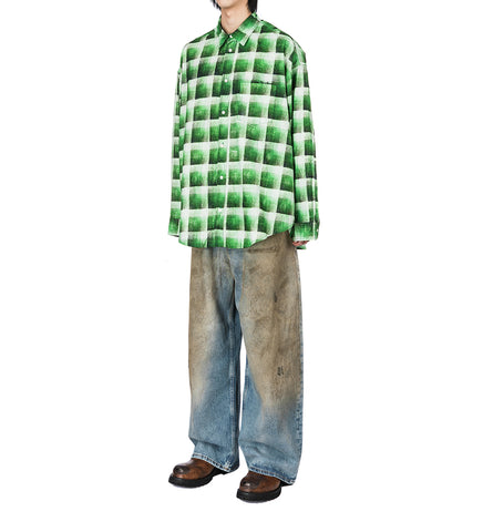 CHECK BUTTON UP SHIRT GREEN