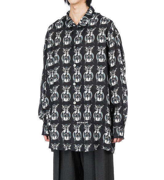 DC PRINT V NECK SHIRT BLACK