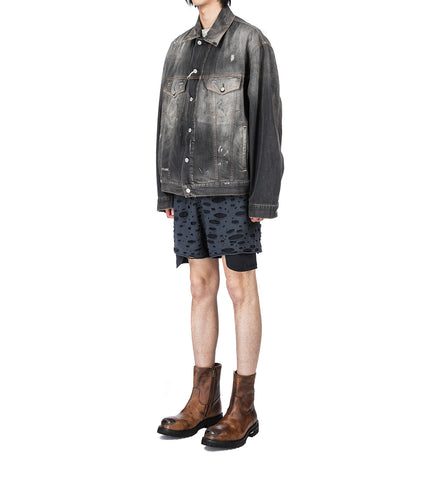 DENIM OVERSIZED FIT JACKET BLACK