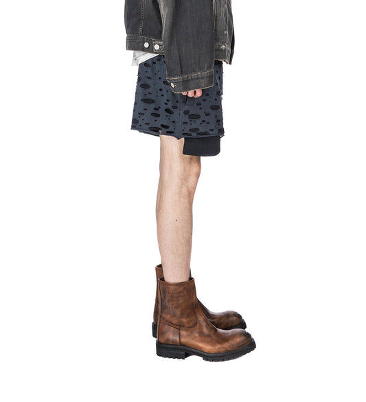 DISTRESSED SHORTS FADED BLACK