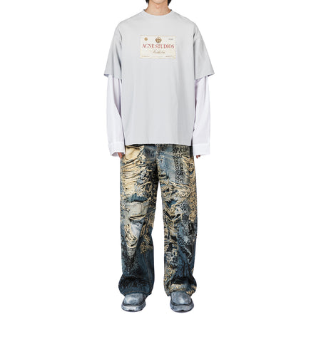 LAYERED PRINT T-SHIRT LIGHT GREY