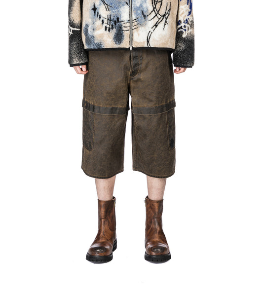 COATING BUTTON SHORT BROWN