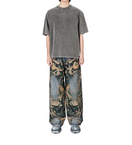 2023 DENIM MOSSY OAK SUPER BAGGY FIT PRINTED JEANS BROWN