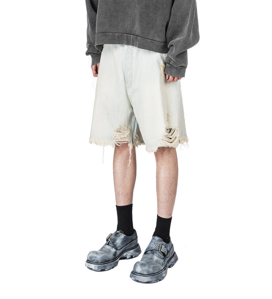 DESTROYED SHORT LIGHT BLUE/WHITE