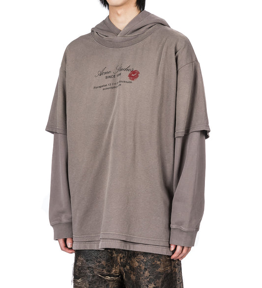 DOUBLE LAYERD HOODIE GREY