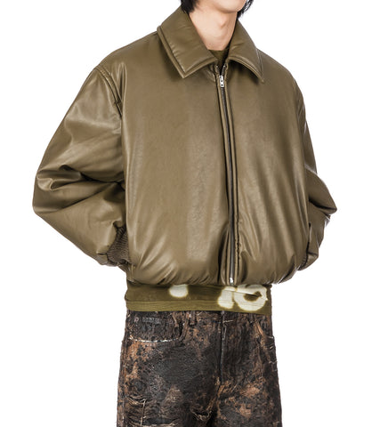 COATING BOMBER JACKET KHAKI GREEN